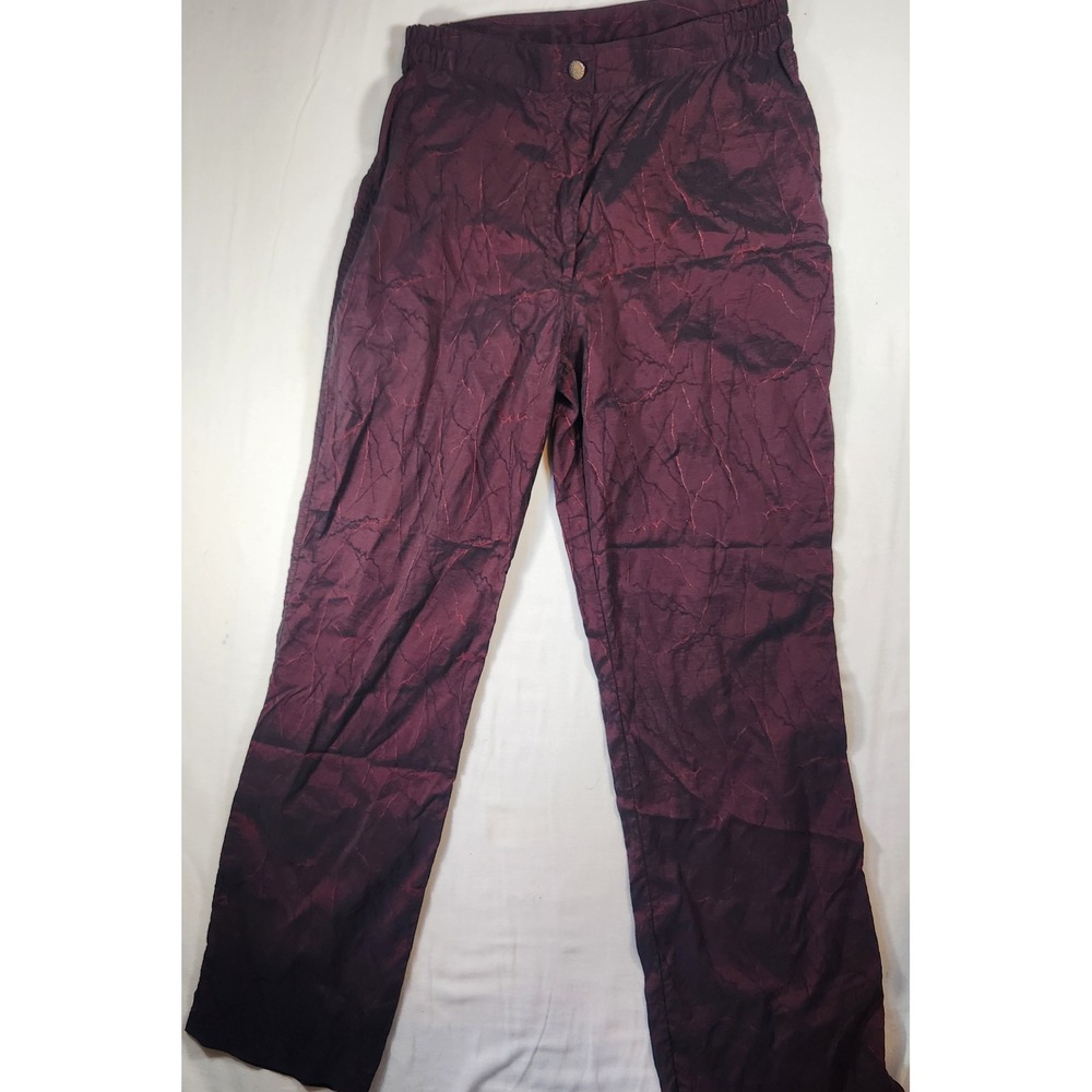 Balouch of Hollywood 70s Vintage Burgundy Black Marble Print Straight Leg Pants